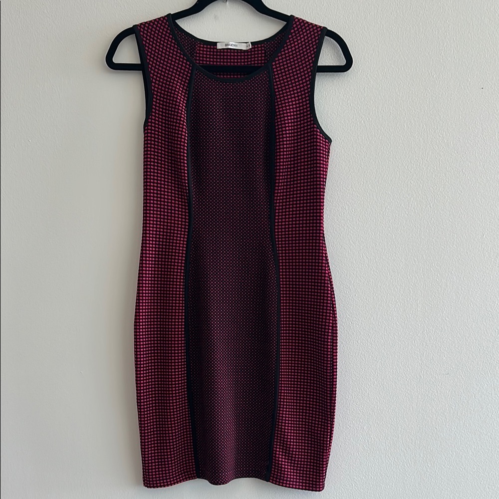 Elegant Burgundy Checkered Dress